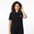 Casual Contrast Trim Short Sleeve Polo Top With Heart