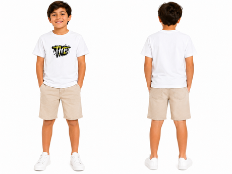 Kids Ribbed T Shirt With Cap Patch