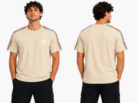 Boys Crew Neck Graphic T Shirt With Shoulder Tape