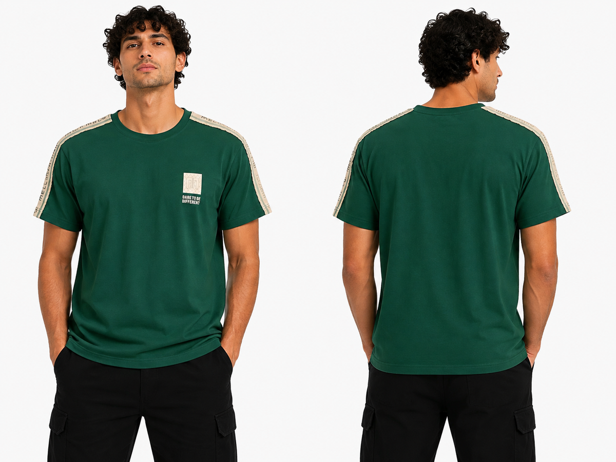 Boys Crew Neck Graphic T Shirt With Shoulder Tape