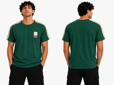 Boys Crew Neck Graphic T Shirt With Shoulder Tape
