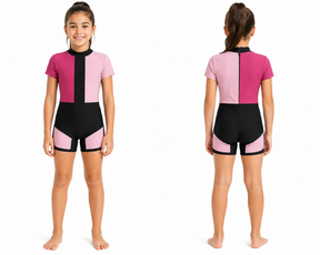 Girls Short Sleeve One Piece Swimsuit