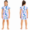Girls Abstract Print Short Sleeve Swimsuit