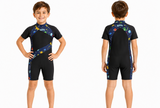 Kids Dinosaur Space Print Short Sleeve Swimsuit