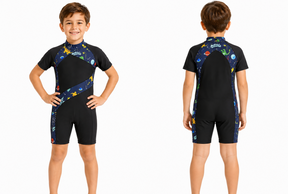 Kids Dinosaur Space Print Short Sleeve Swimsuit