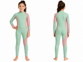 Girls Mint And Blush Long Sleeve Swimsuit