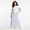 Girls Striped Floral Lace Maxi Skirt
