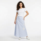 Girls Striped Floral Lace Maxi Skirt
