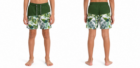 Men Palm Print Color Block Swim Shorts