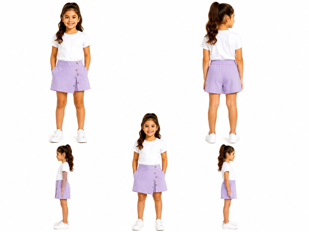 Girls Button Skort