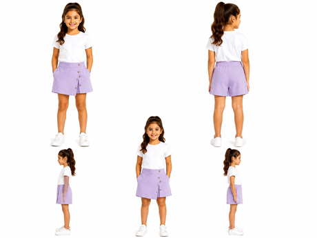 Girls Button Skort