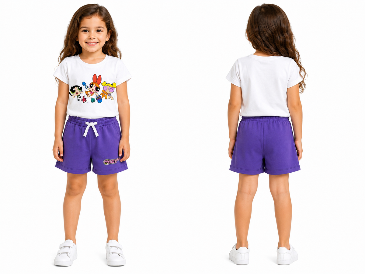 Girls Powerpuff Girls T Shirt And Shorts Set