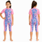 Girls Marble Print Short Sleeve Swimsuit