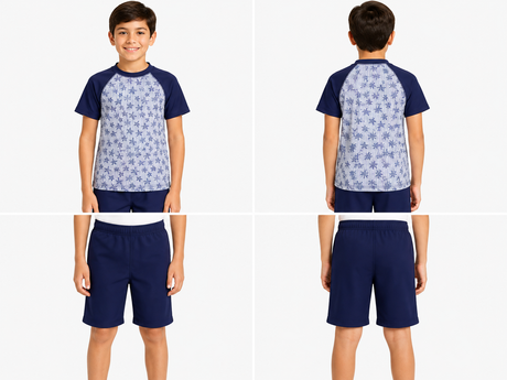 Boys Star Print Rash Guard And Swim Shorts Set