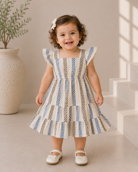 Kids Patterned Tiered Dress