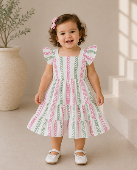 Kids Patterned Tiered Dress