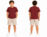 Boys Baseball Cap Patch Short Sleeve T Shirt Chocolate