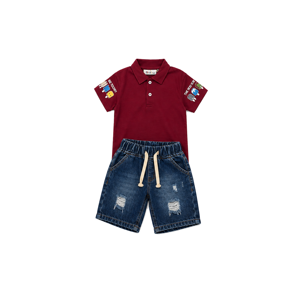 Boys Polo T Shirt And Denim Shorts Set