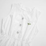 Girls Sleeveless Button Front Midi Dress