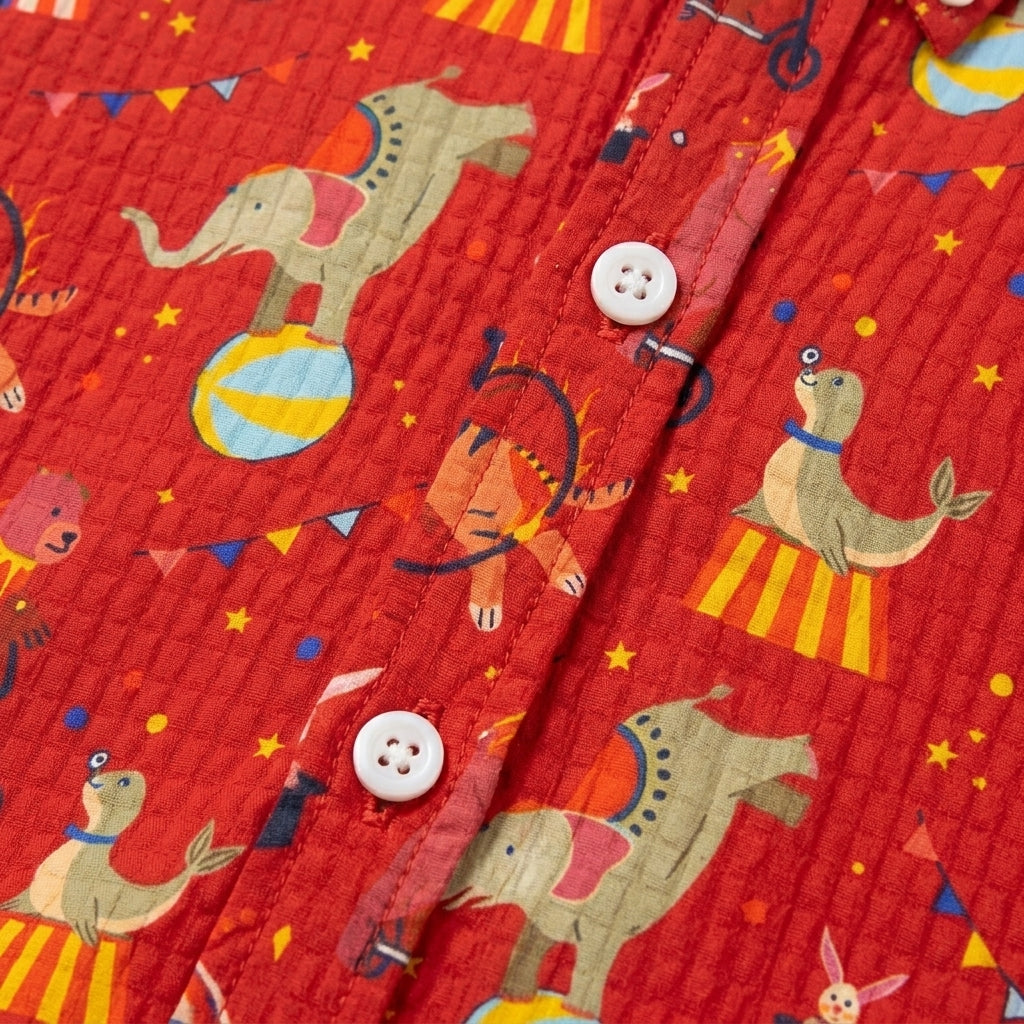Kids Short Sleeve Circus Print Button Front Shirt