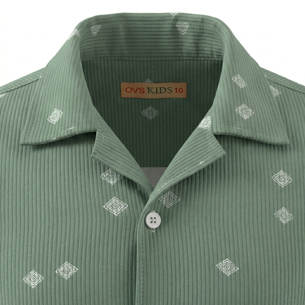 Kids Short Sleeve Printed Button Front Shirt