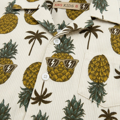 Kids Short Sleeve Pineapple Print Button Front Shirt