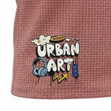 Kids Short Sleeve Textured T Shirt With Urban Art Print