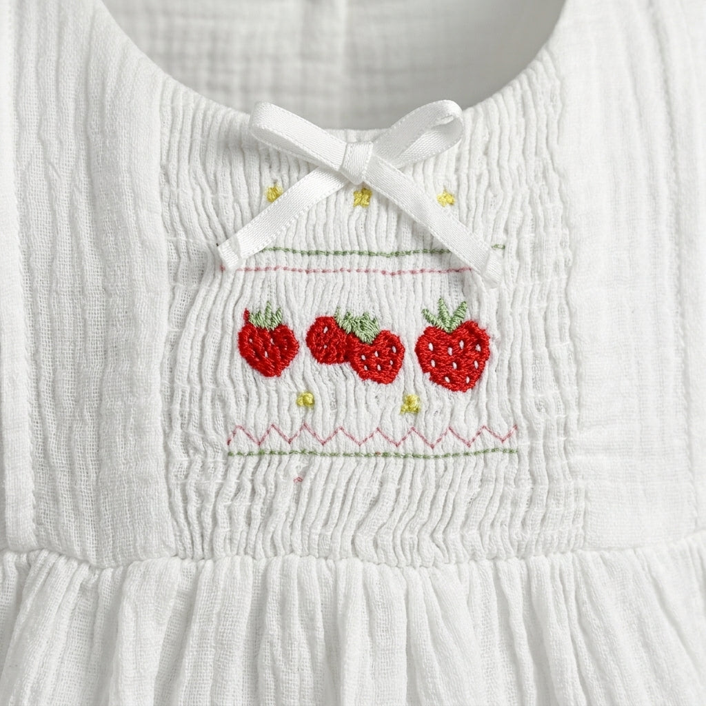Girls Cherry Embroidered Dress