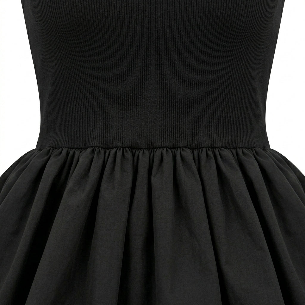 Girls Sleeveless Ribbed Bubble Dress