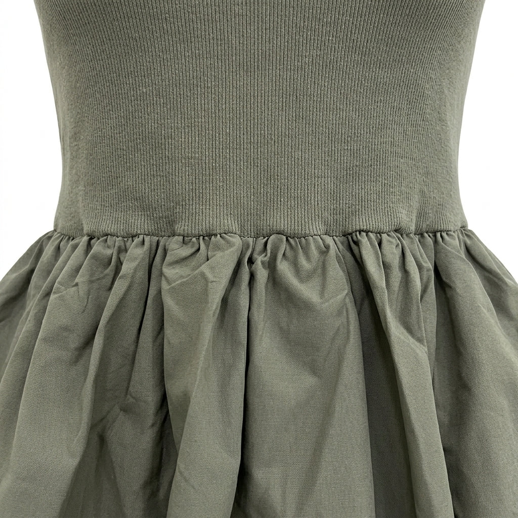 Girls Sleeveless Ribbed Bubble Dress