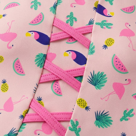 Girls Tropical Print Swim Dress