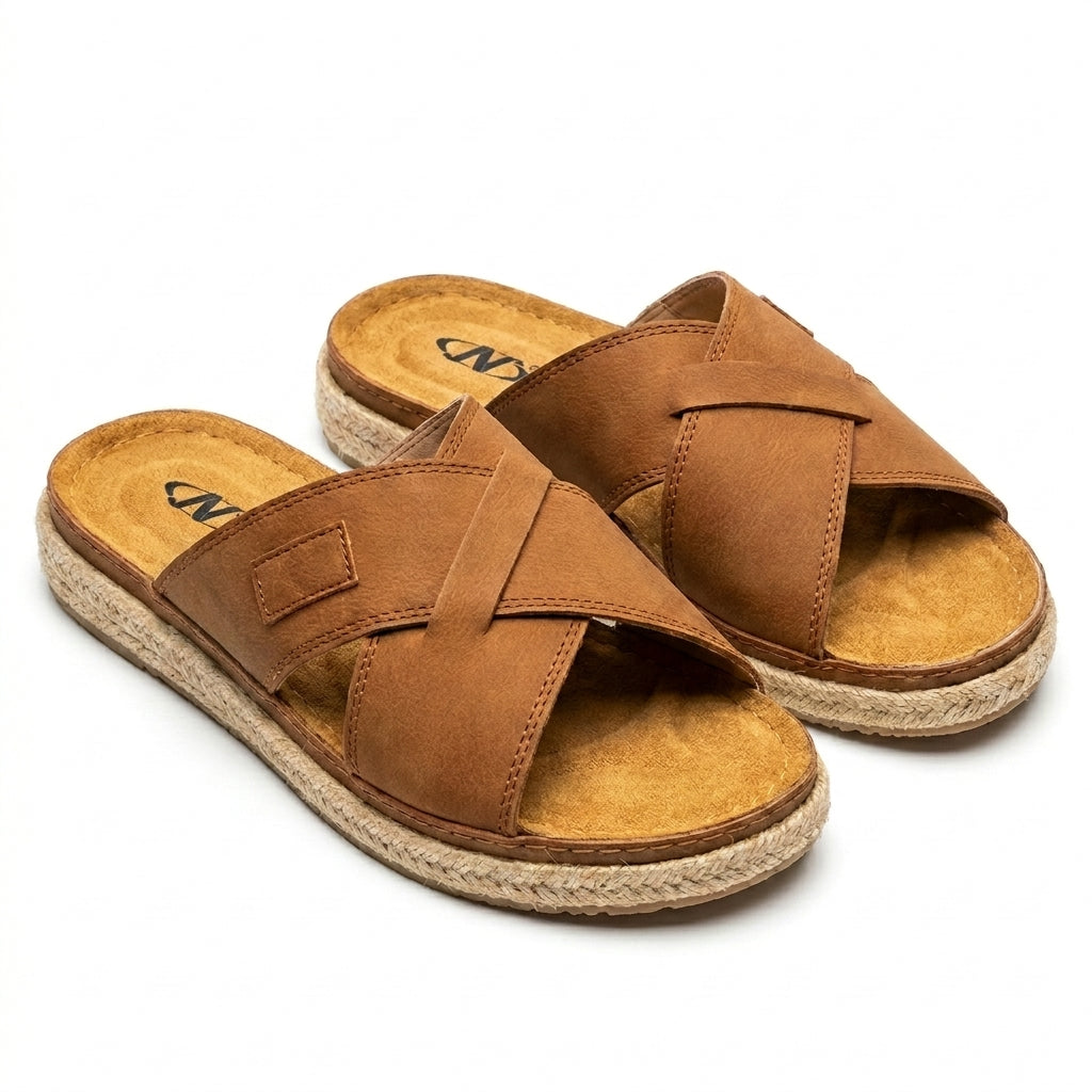 Men Cross Strap Comfort Slide Slipper
