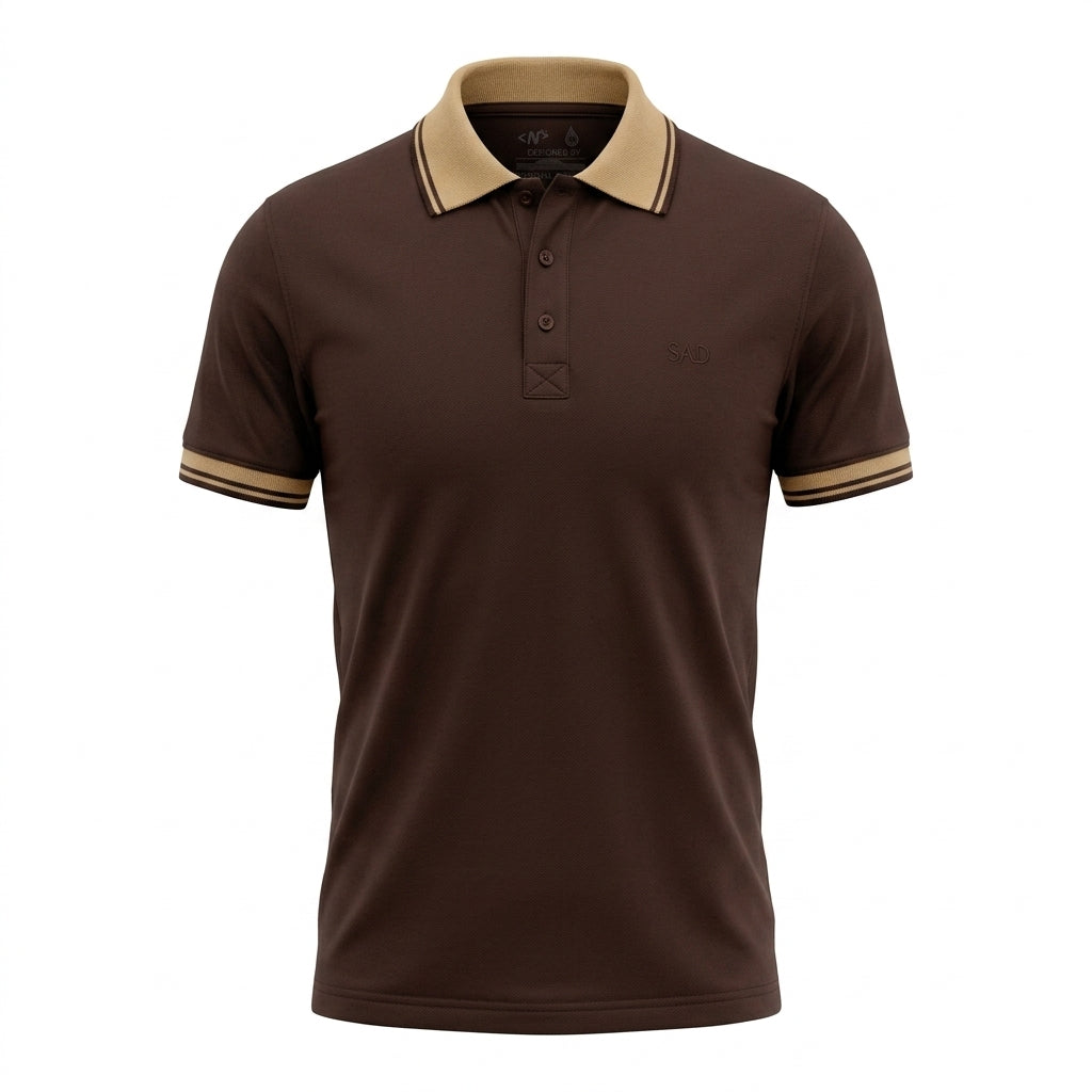Men Short Sleeve Polo Shirt With Contrast Collar