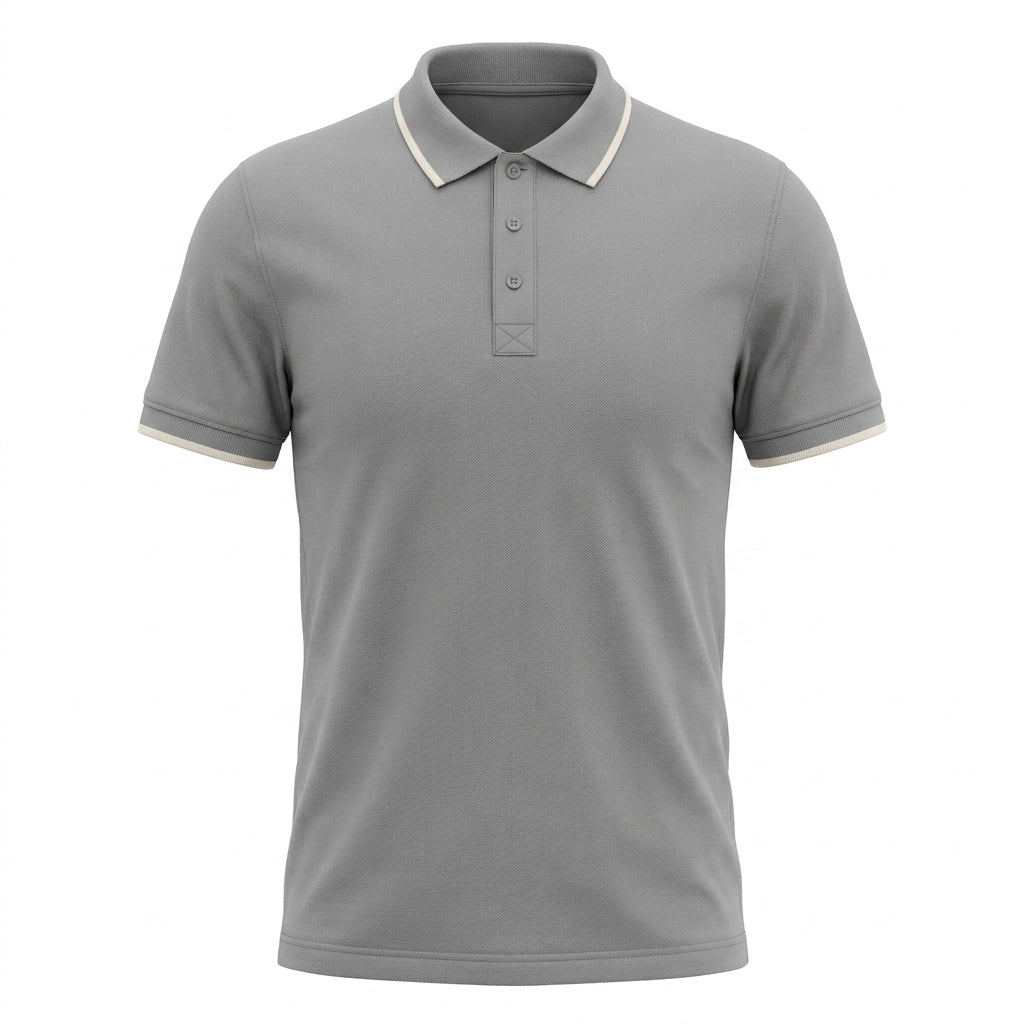 Men Short Sleeve Polo Shirt With Contrast Tip Collar