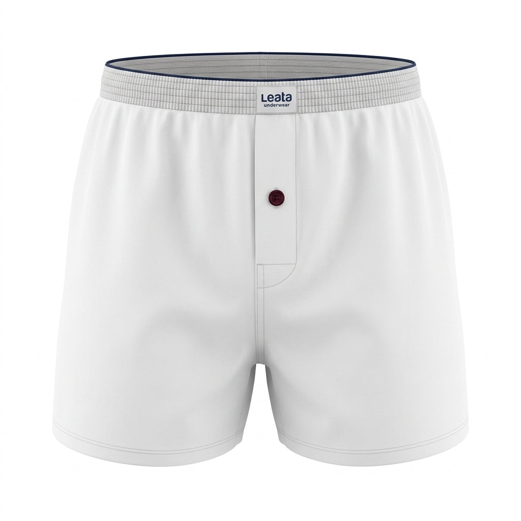 Men Woven Boxer Shorts With Button Fly