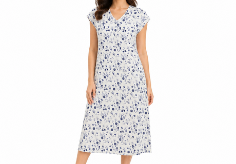 Women Floral Short Sleeve Nightdress