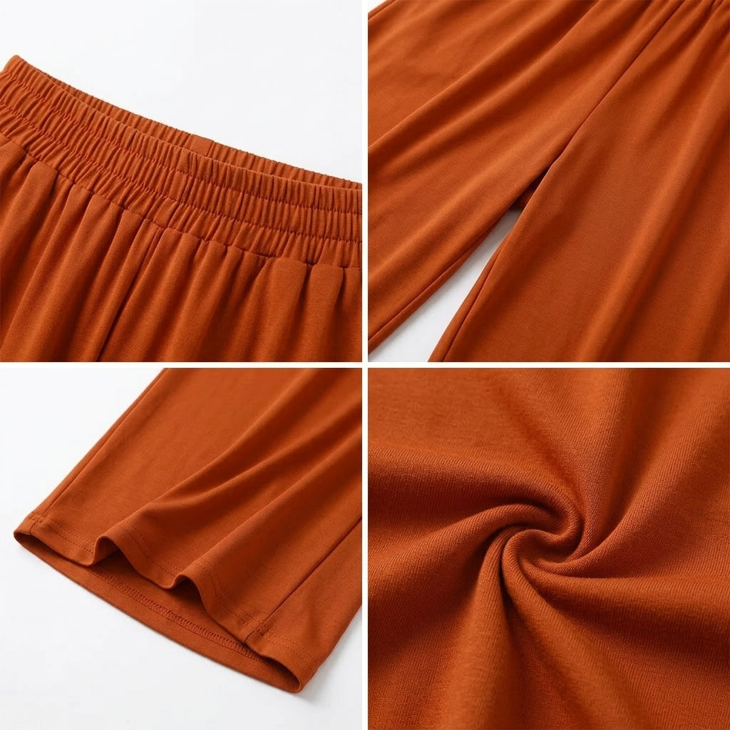 Casual Elastic Waist Wide Leg Pants