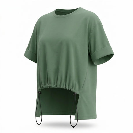 Casual Women Layered Drawstring Hem Top