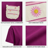 Girls Short Sleeve T Shirt With Decorative Front Pocket