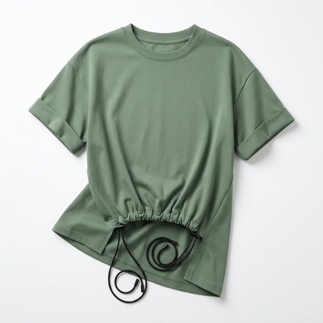 Casual Women Layered Drawstring Hem Top