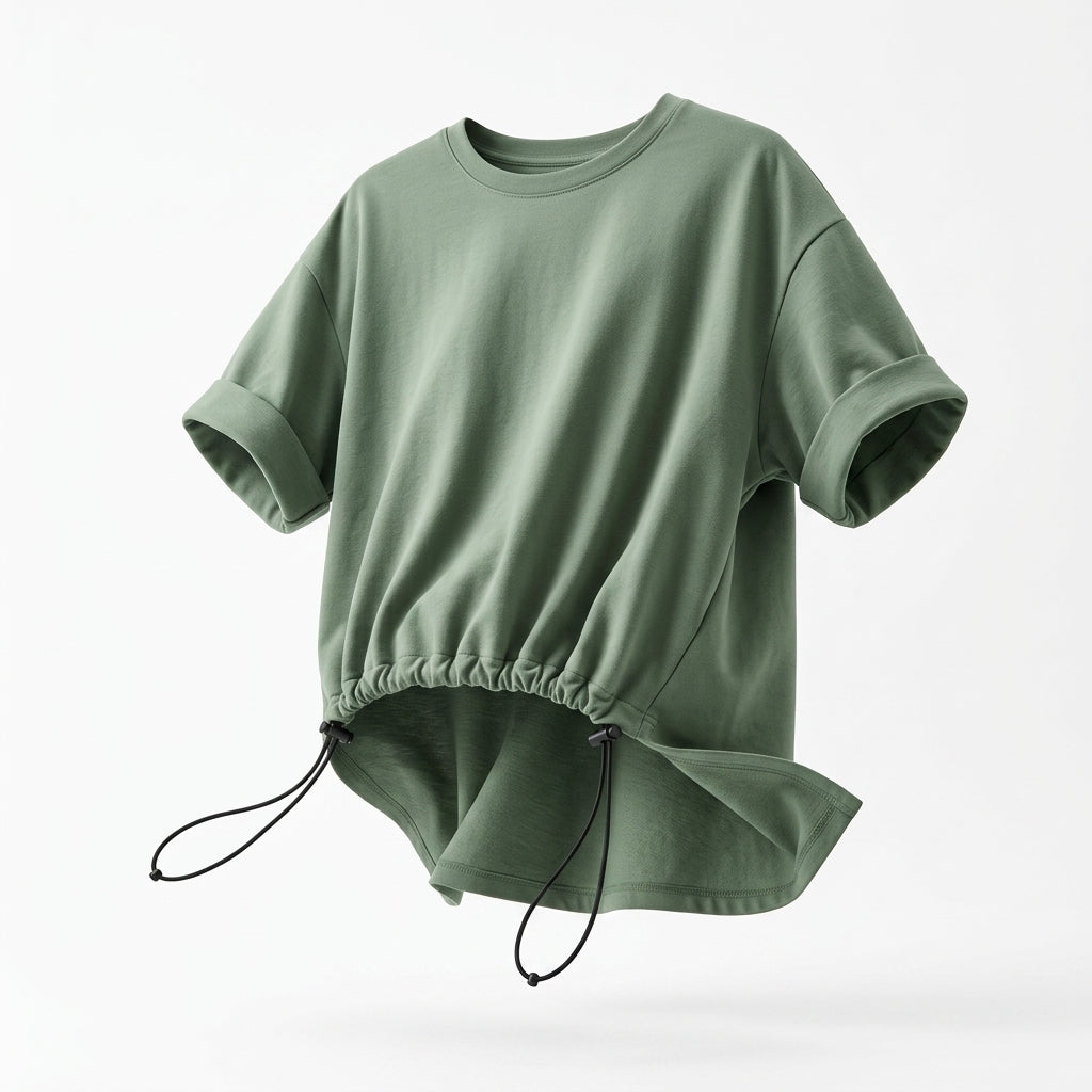 Casual Women Layered Drawstring Hem Top