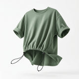 Casual Women Layered Drawstring Hem Top