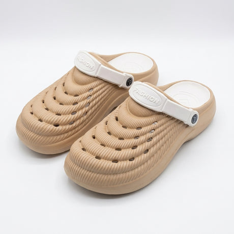 Unisex Wave Texture Clog Sandals With Back Strap