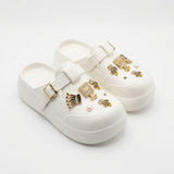 Girls Pearl And Chain Charm Clog Sandals With Buckle Strap