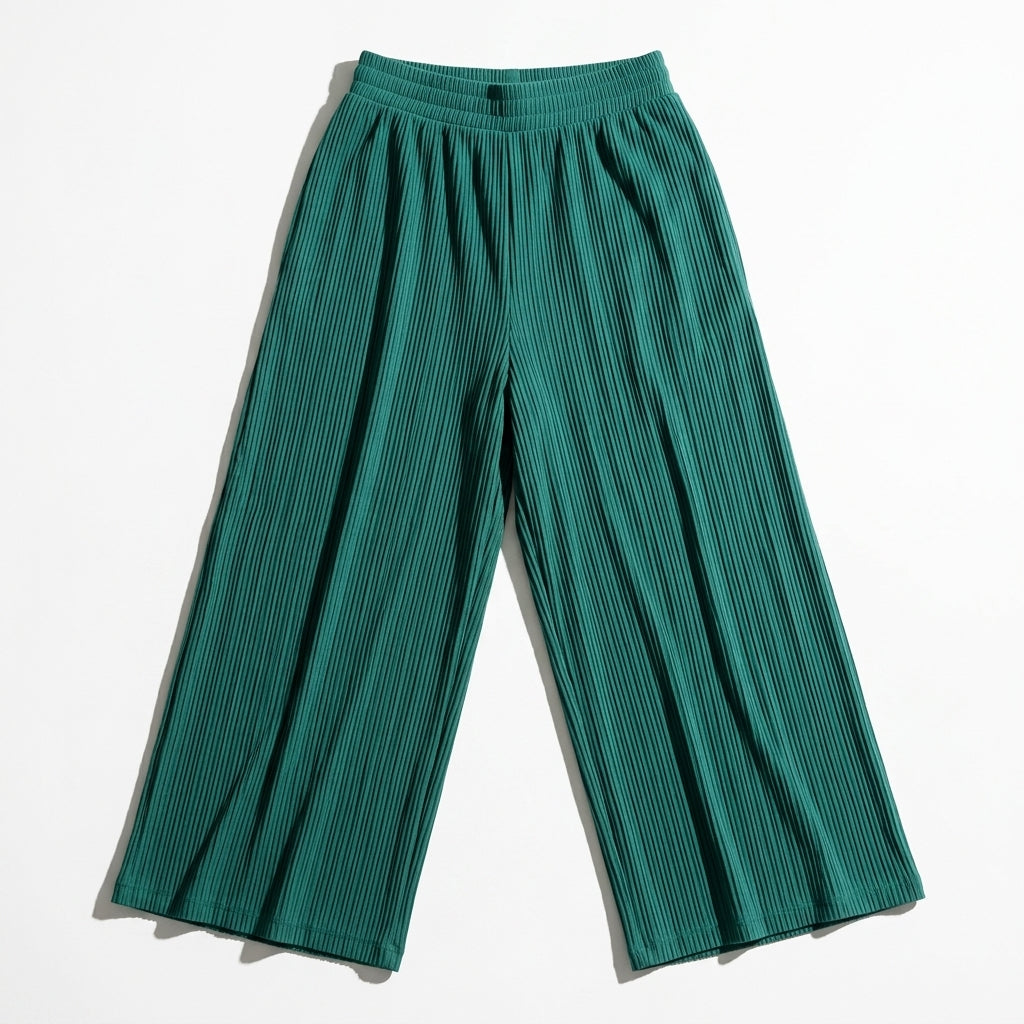 Textured Wide Leg Pants