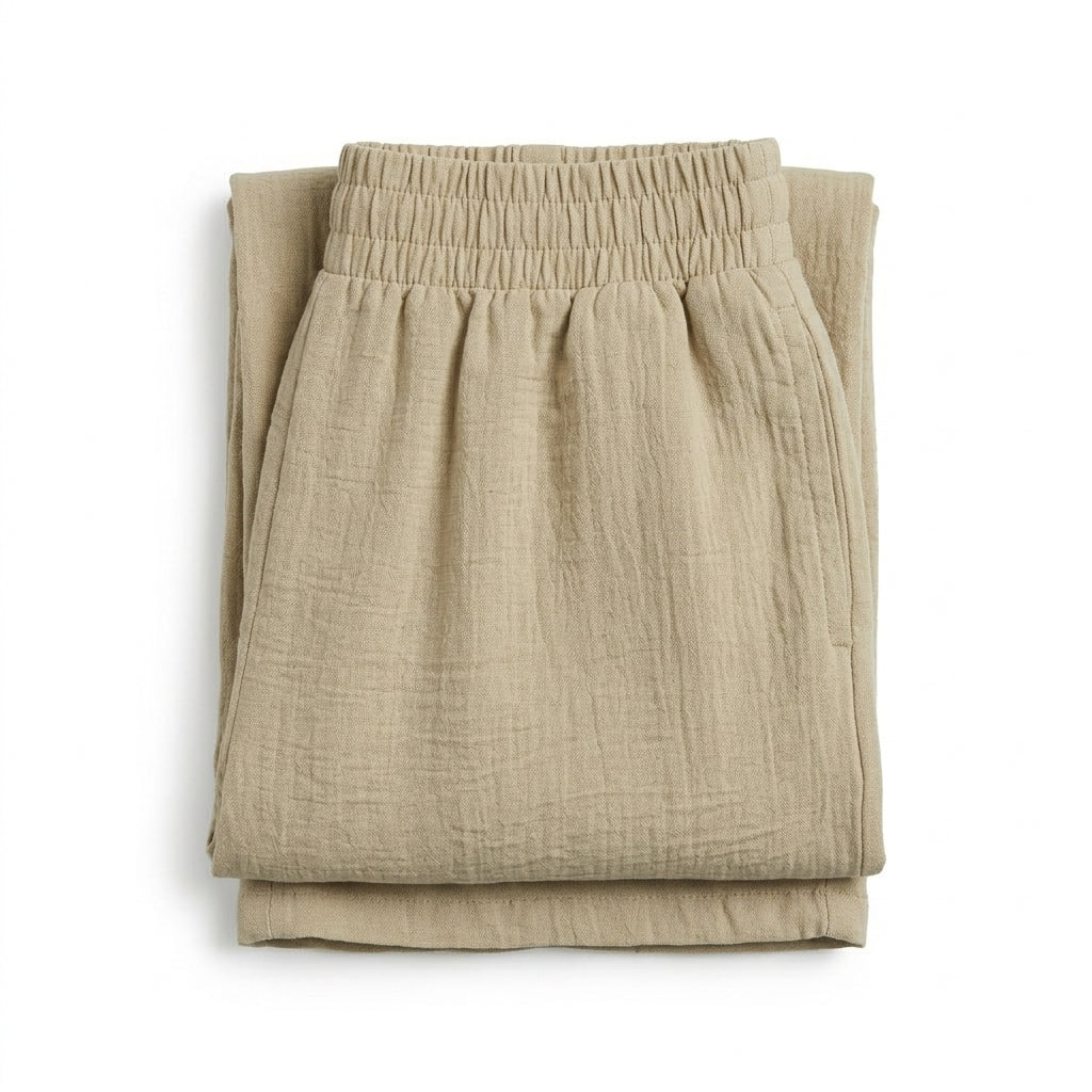 Women Elastic Waist Wide Leg Pants