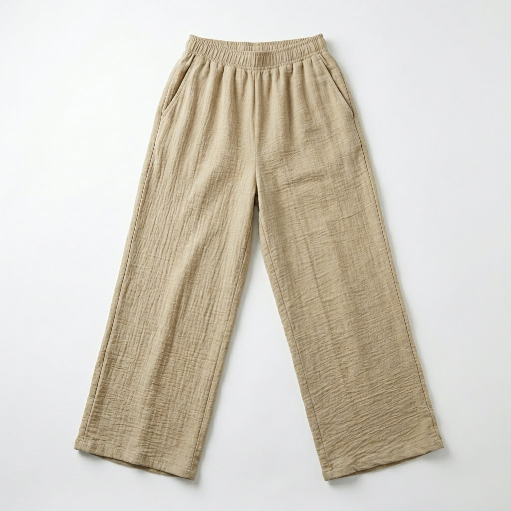 Women Elastic Waist Wide Leg Pants