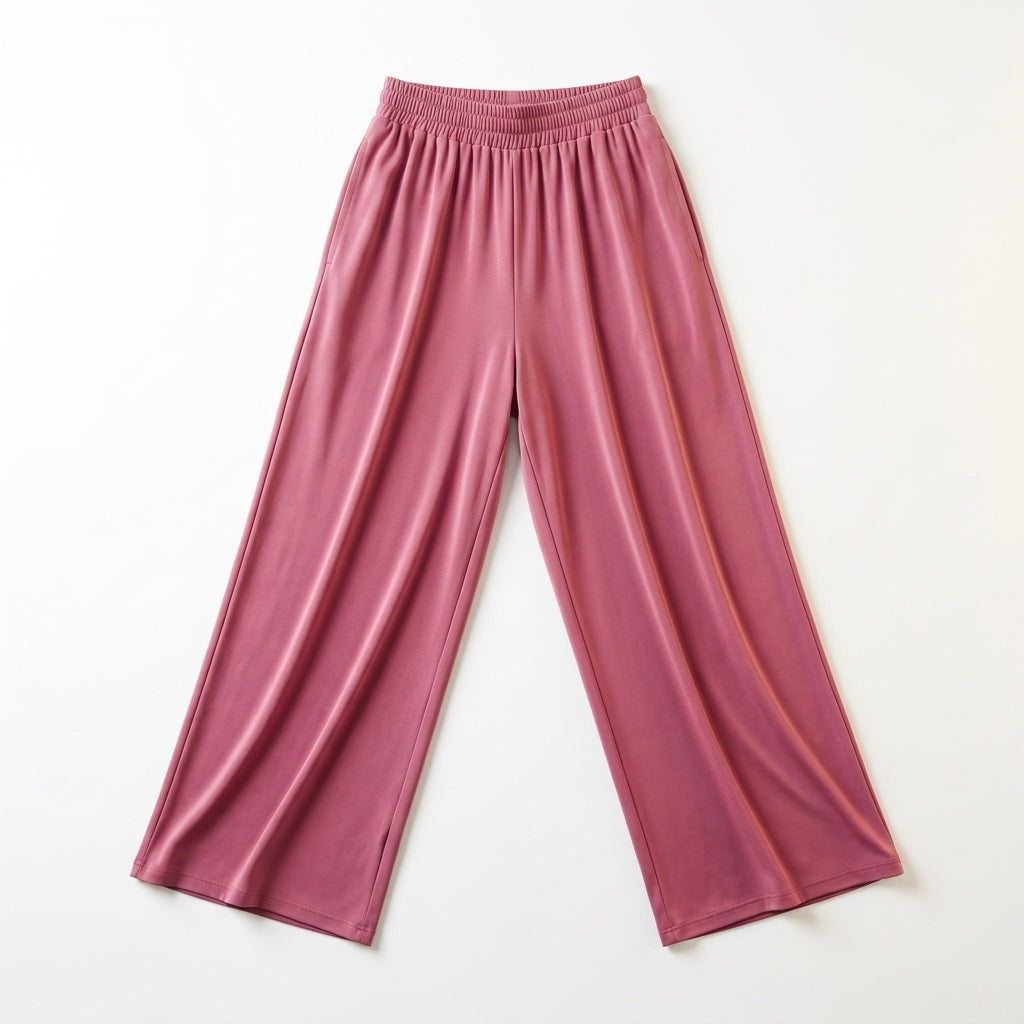 Casual Elastic Waist Wide Leg Pants