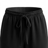 Casual Elastic Waist Wide Leg Pants