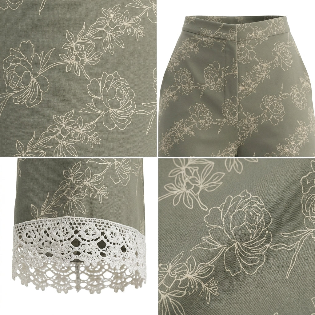 Women Floral Print Wide Leg Pants
